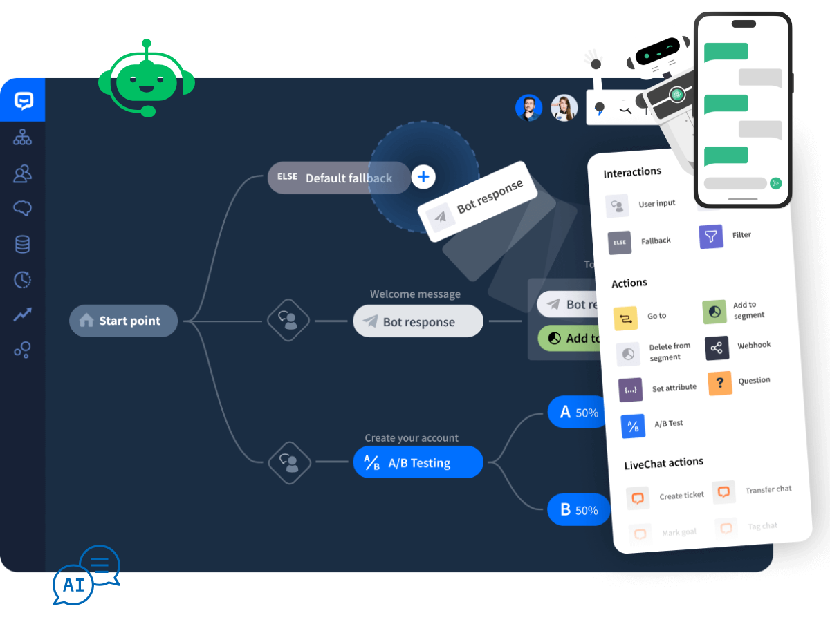 BotMax AI's no-code, drag-and-drop chatbot builder interface